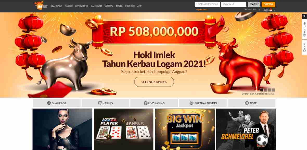 bonus kalah uang kembali 188Bet hingga Rp 120.000